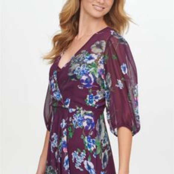 Calvin Klein Womens Dress Floral High-Low Midi Size 2 - Picture 4 of 10